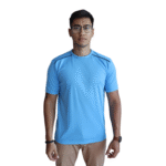 Camiseta masculina recorte com vivo manga curta cacharrel azul celeste
