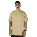 Camiseta oversized gola alta meia algodão menegotti bege