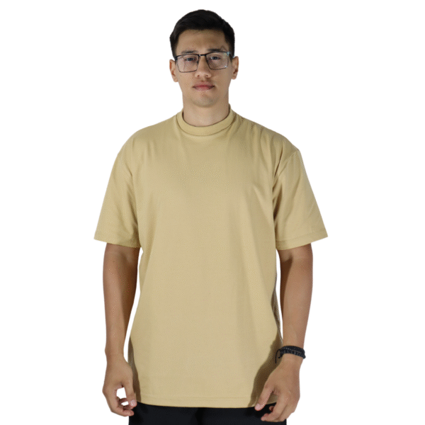 Camiseta oversized gola alta meia algodão menegotti bege