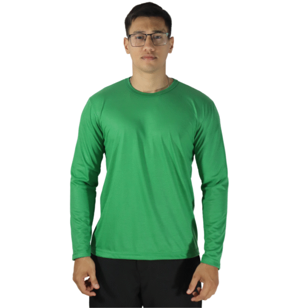 Camiseta tradicional masculina manga longa malha pv verde