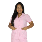 Camisa feminina de serviço hospitalar tecido oxford rosa - Imagem 2