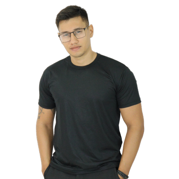 Camiseta masculina gola redonda malha pv preto