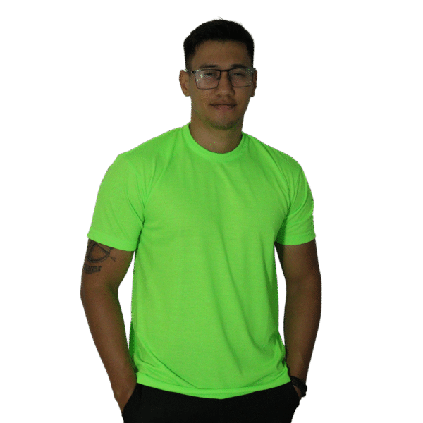 Camiseta masculina gola redonda malha pv verde neon