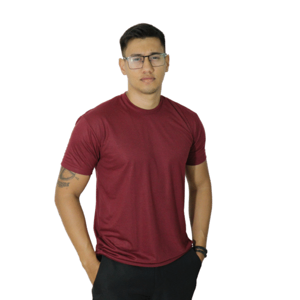 Camiseta masculina gola redonda malha pv vinho