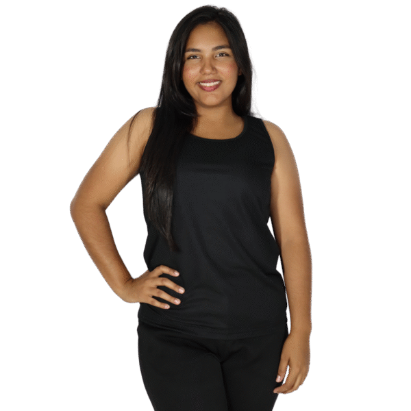 Regata feminina tecido cacharrel preto