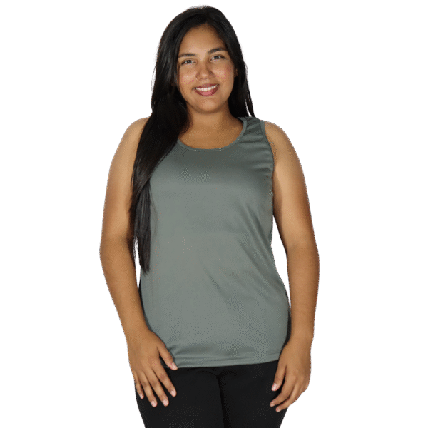 Regata feminina tecido cacharrel cinza chumbo