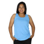 Regata feminina tecido cacharrel azul celeste