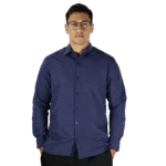 Camisa masculina social manga longa tricoline azul marinho