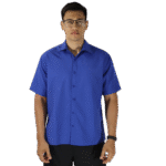 Camisa masculina social clássica manga curta sem bolso oxfordine azul royal