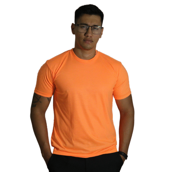 Camiseta masculina gola redonda malha pv laranja