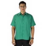 Camisa masculina social clássica manga curta sem bolso oxfordine verde bandeira