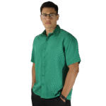 Camisa masculina social clássica manga curta sem bolso oxfordine verde bandeira - Imagem 3