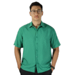 Camisa masculina social clássica manga curta sem bolso oxfordine verde bandeira - Imagem 2