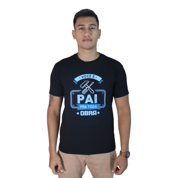 Camiseta masculina Você é pai pra toda obra algodão menegotti preto