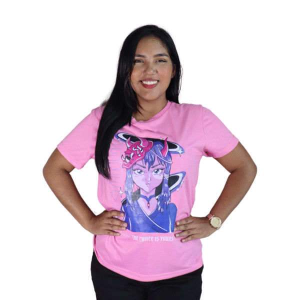 Camiseta feminina Instinct malha pv rosa tutti frutti