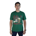 Camiseta masculina Life is Brewtiful algodão menegotti verde mata