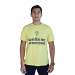 Camiseta masculina Confia no processo algodão menegotti amarelo