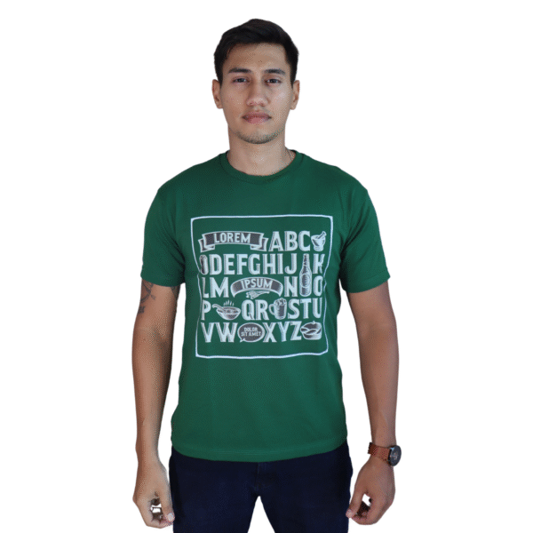 Camiseta masculina Alfabeto Gourmet algodão menegotti verde mata
