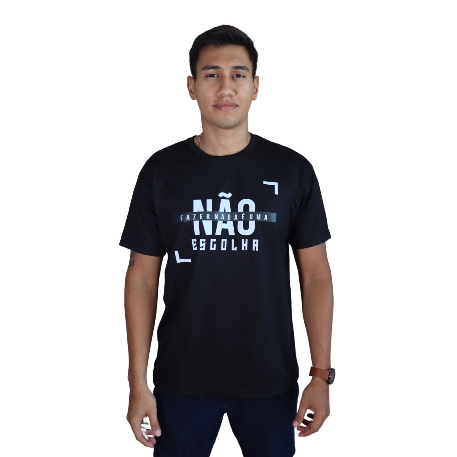 1 Camiseta masculina Não fazer nada é uma escolha malha pes preto - Imagem 1