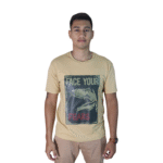 Camiseta masculina Face Your Fears algodão menegotti caqui