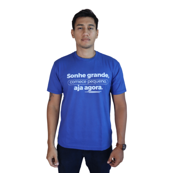 Camiseta masculina Sonhe grande algodão menegotti azul royal