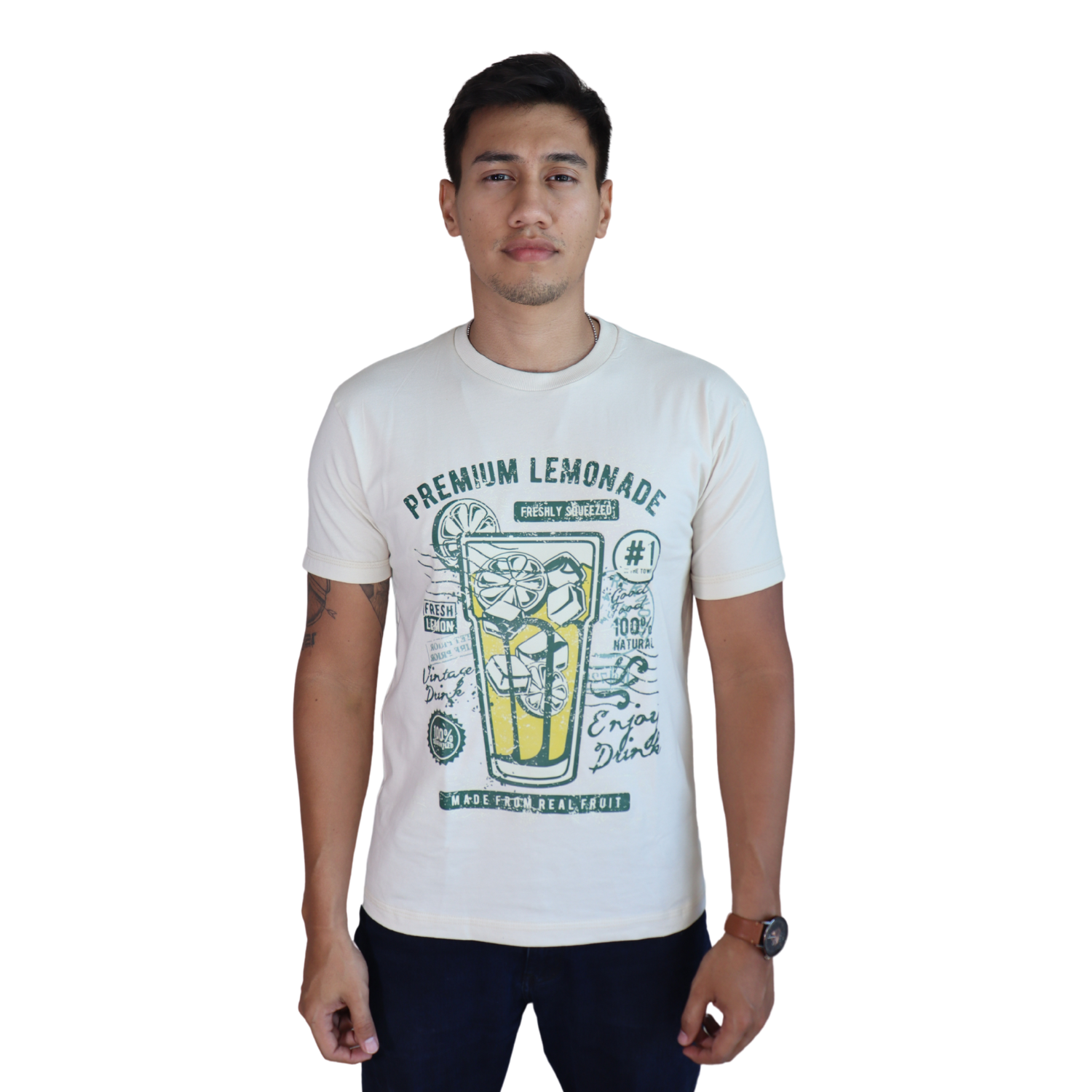 1 Camiseta masculina Premium Lemonade algodão menegotti off white - Imagem 1