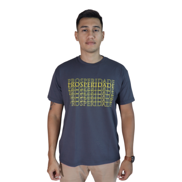 Camiseta masculina Prosperidade algodão menegotti cinza chumbo