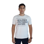 Camiseta masculina Resiliência, positividade, gratidão algodão menegotti off white