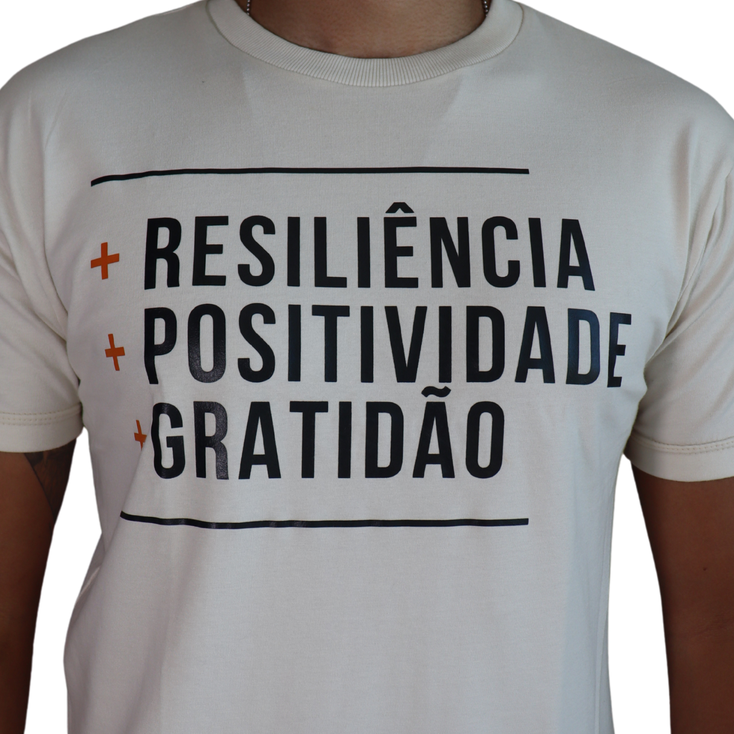 2 Camiseta masculina Resiliência, positividade, gratidão algodão menegotti off white - Imagem 2