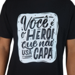 Camiseta masculina Você é o herói algodão menegotti preto - Imagem 2