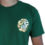 Camiseta masculina Jesus algodão menegotti verde mata vinil dourado - Imagem 2