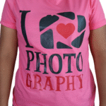 Camiseta feminina I love photo graphy meia malha pv rosa pink - Imagem 2