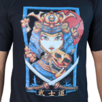 Camiseta masculina 武士道 (O caminho do guerreiro) malha pes preto - Imagem 2