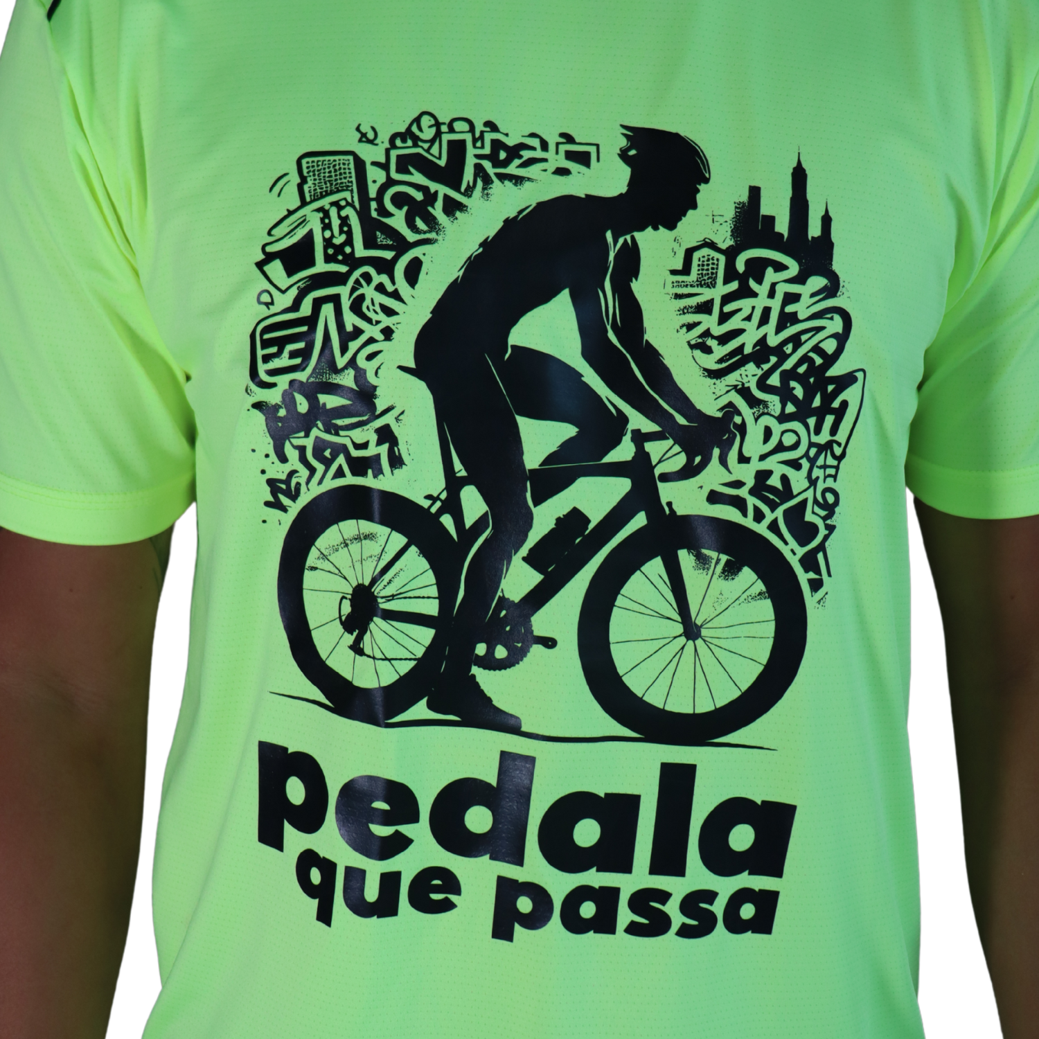 2 Camiseta masculina com vivos pedala que passa dry plus verde limão - Imagem 2