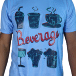 Camiseta masculina Beverage malha PV azul celeste - Imagem 2