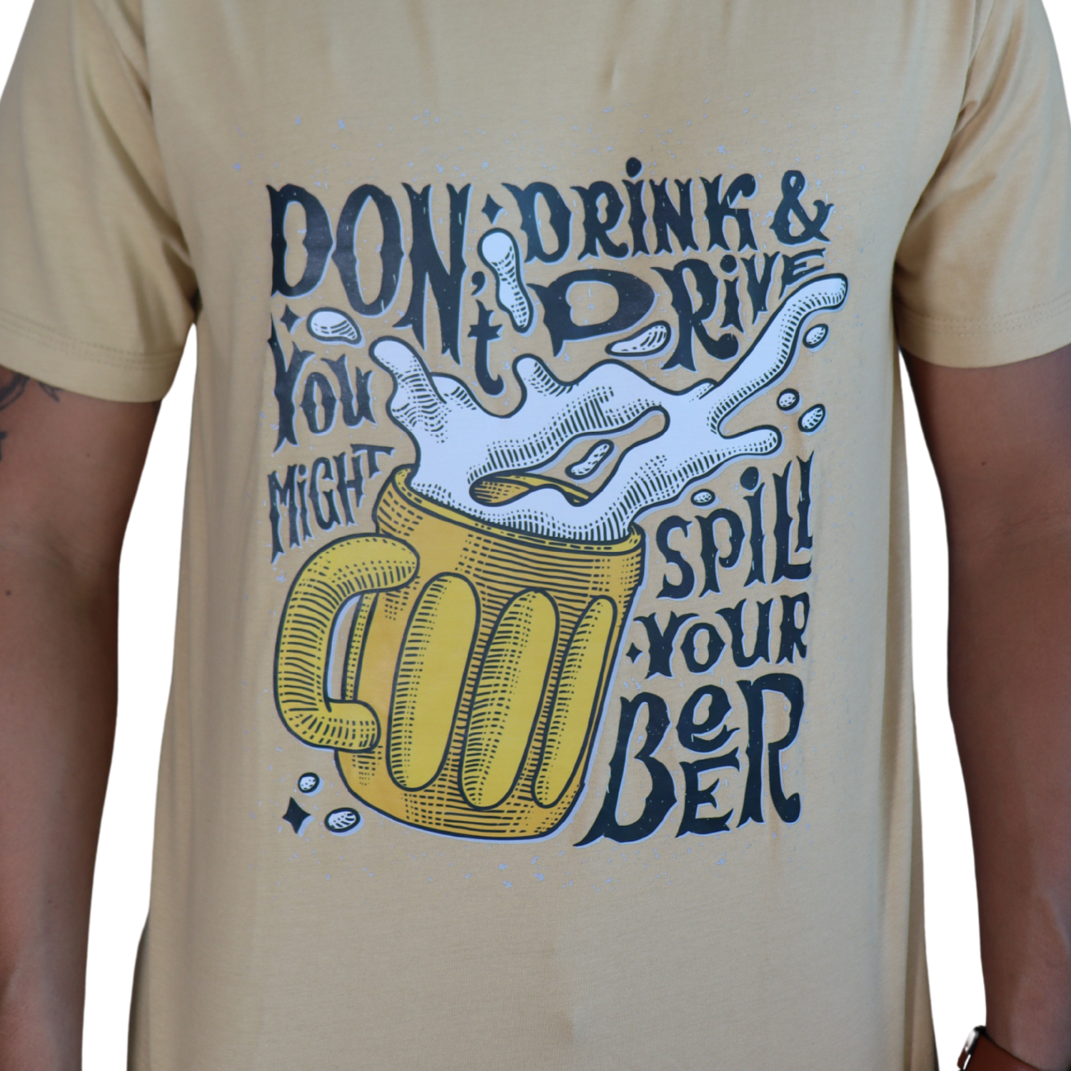 2 Camiseta masculina Don't Drink & You Drive algodão menegotti caqui - Imagem 2