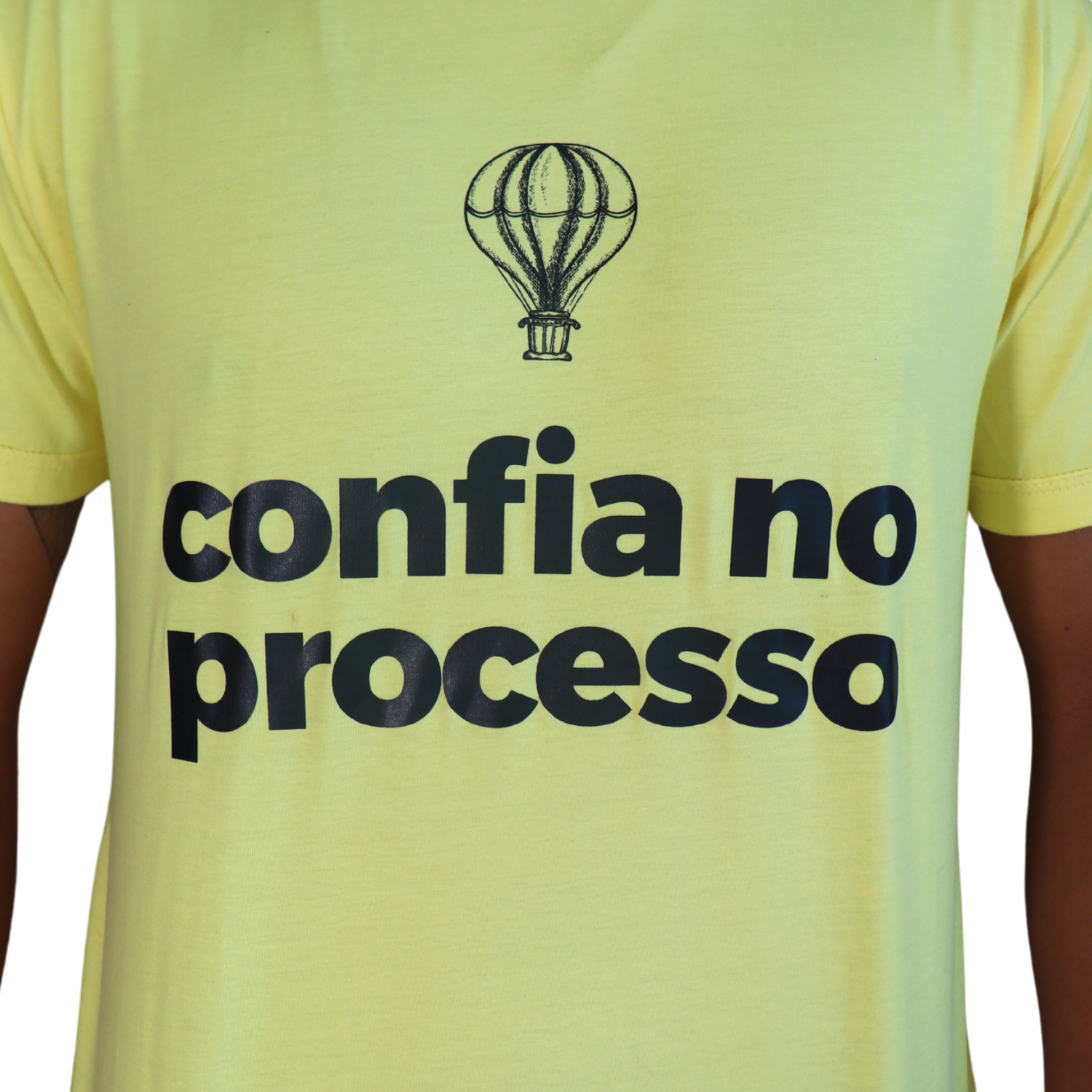 2 Camiseta masculina Confia no processo algodão menegotti amarelo - Imagem 2