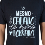 Camiseta masculina Mesmo calado te amo dobrado algodão menegotti preto - Imagem 2