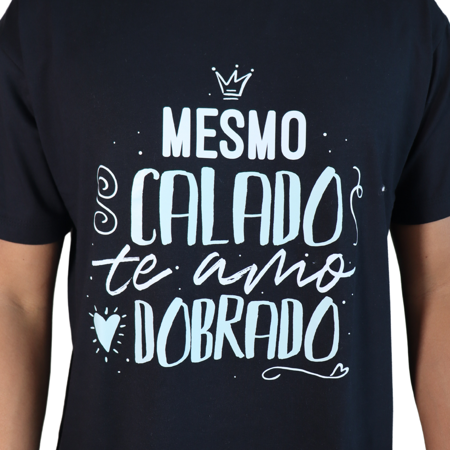 2 Camiseta masculina Mesmo calado te amo dobrado algodão menegotti preto - Imagem 2