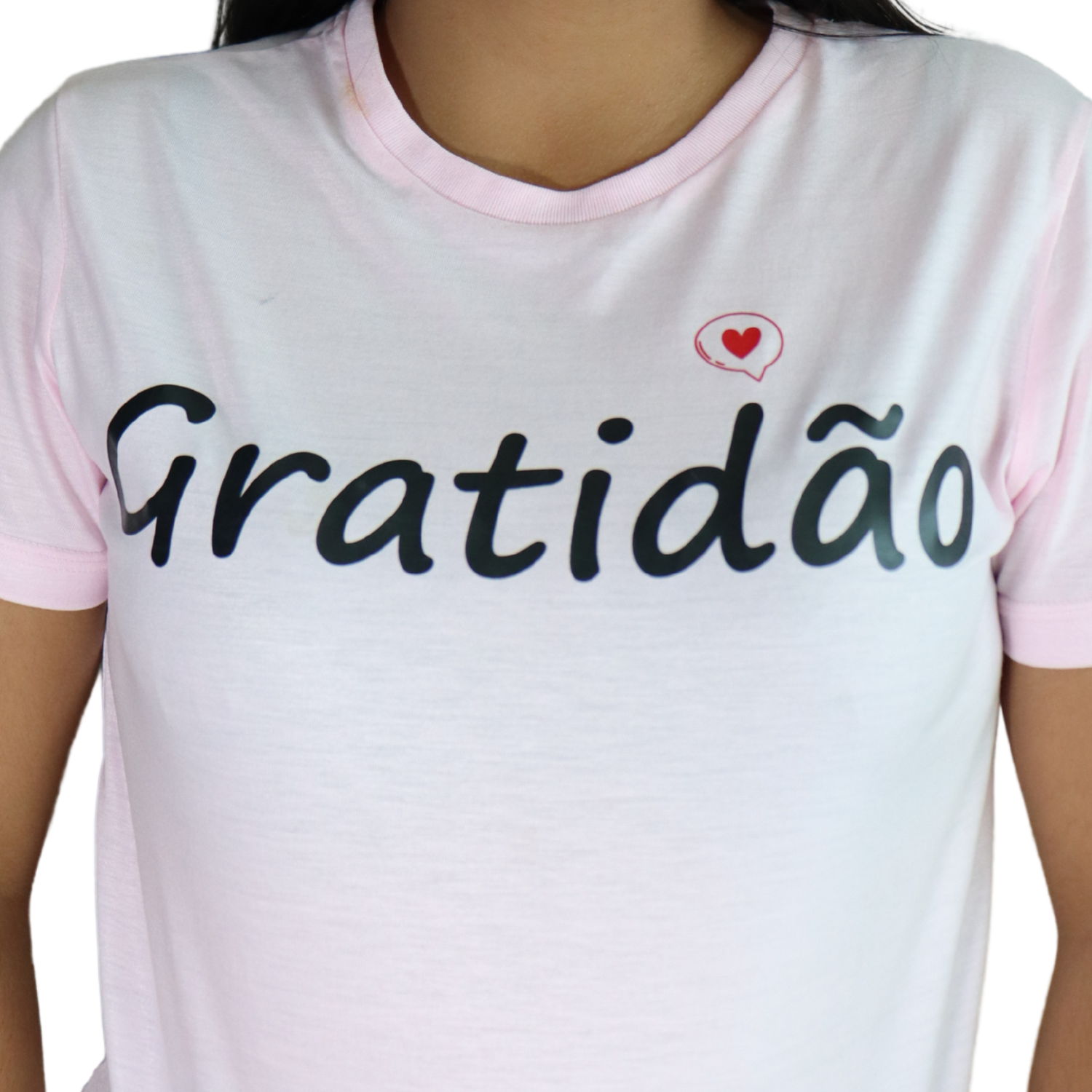 2 Camiseta feminina Gratidão malha pv rosa - Imagem 2