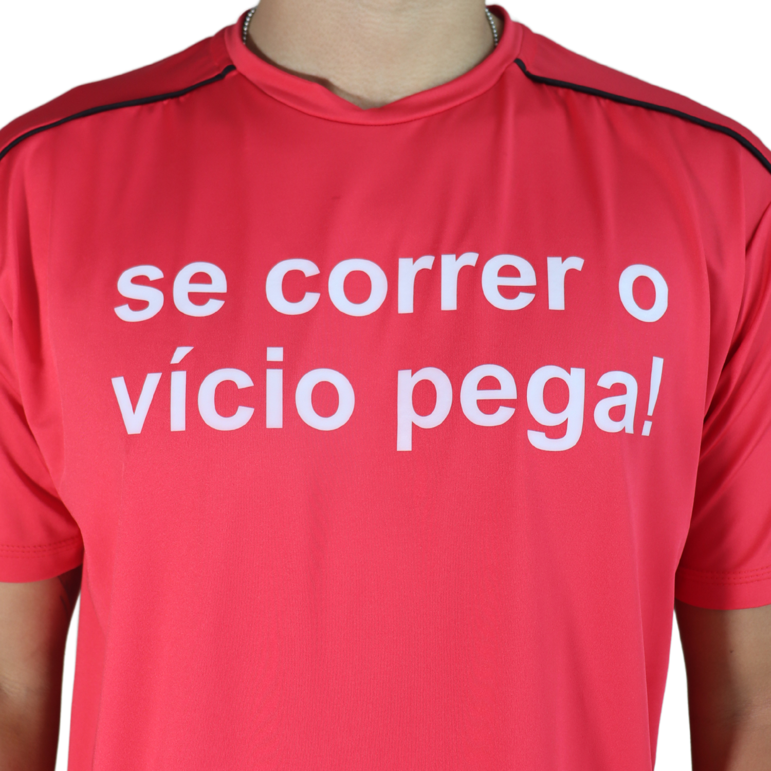 2 Camiseta masculina Se correr o vício pega! dry plus vermelho - Imagem 3