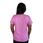 Camiseta feminina Make coffee not war malha pv rosa tutti frutti - Imagem 3