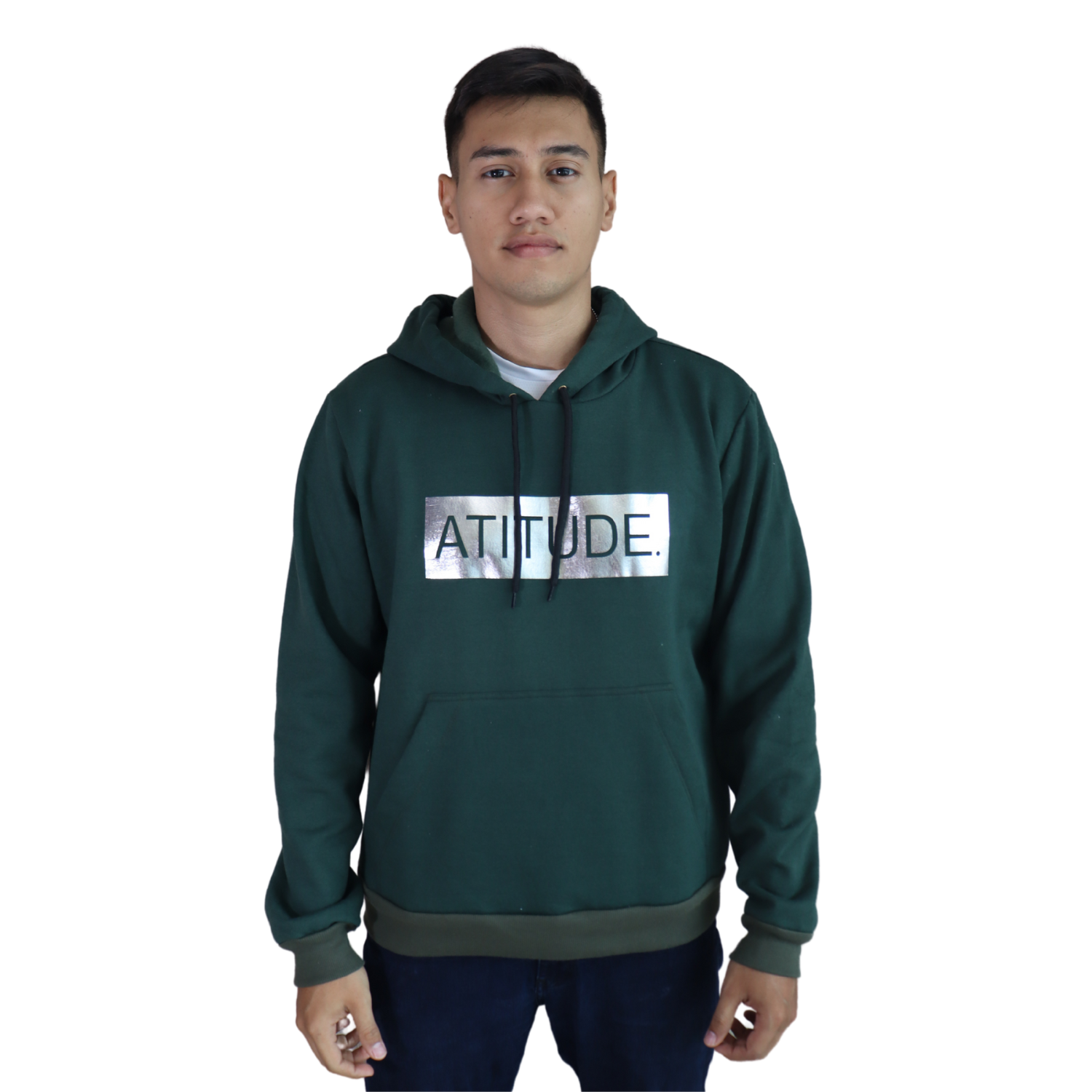 3 Agasalho masculino Atitude moletom verde mata vinil prata - Imagem 3