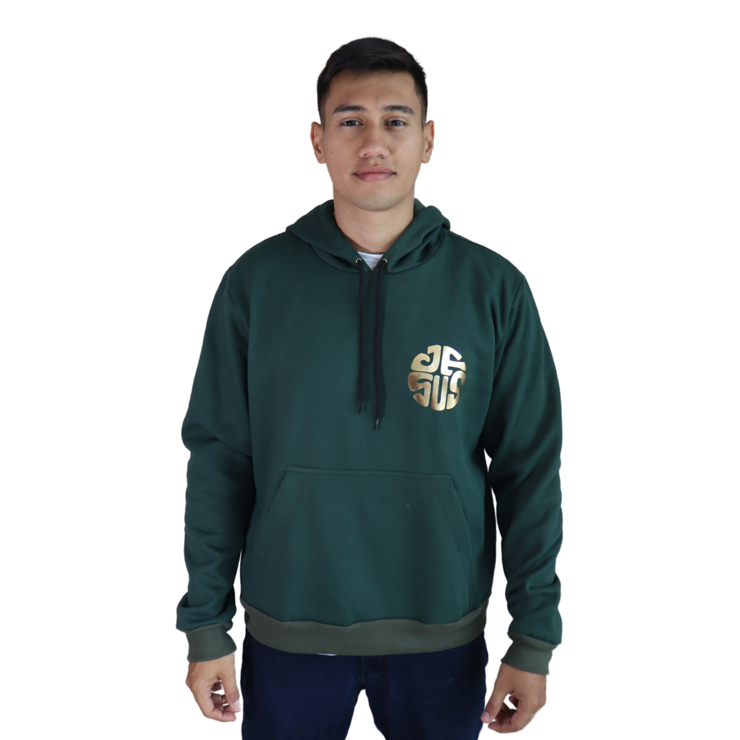 3 Agasalho masculino Jesus moletom verde mata vinil dourado - Imagem 3