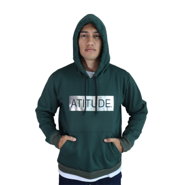 Agasalho masculino Atitude moletom verde mata vinil prata