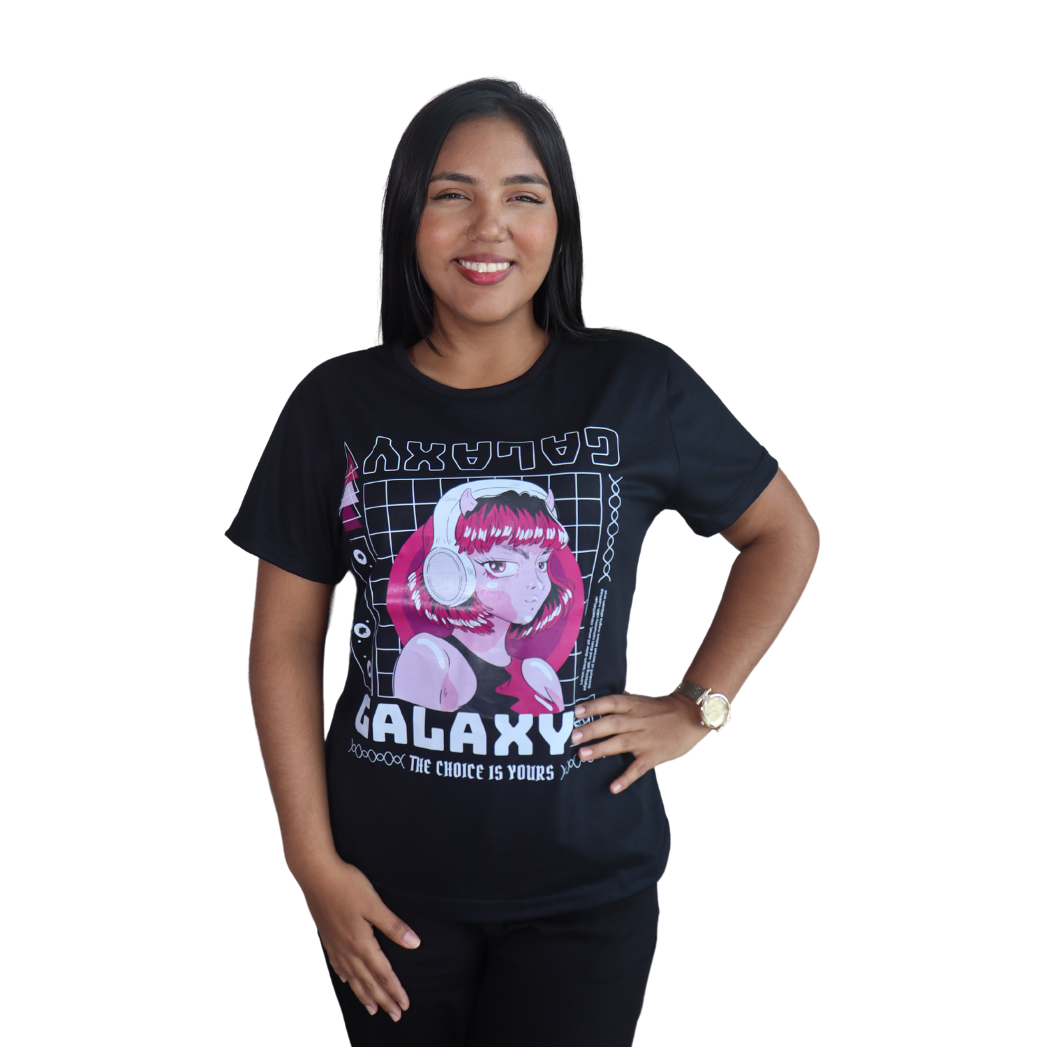 Camiseta feminina Galaxy malha pv preta PCANI1002 Camiseta feminina Galaxy malha pv preta - Imagem 1