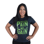 Camiseta feminina No pain no gain dry plus preto