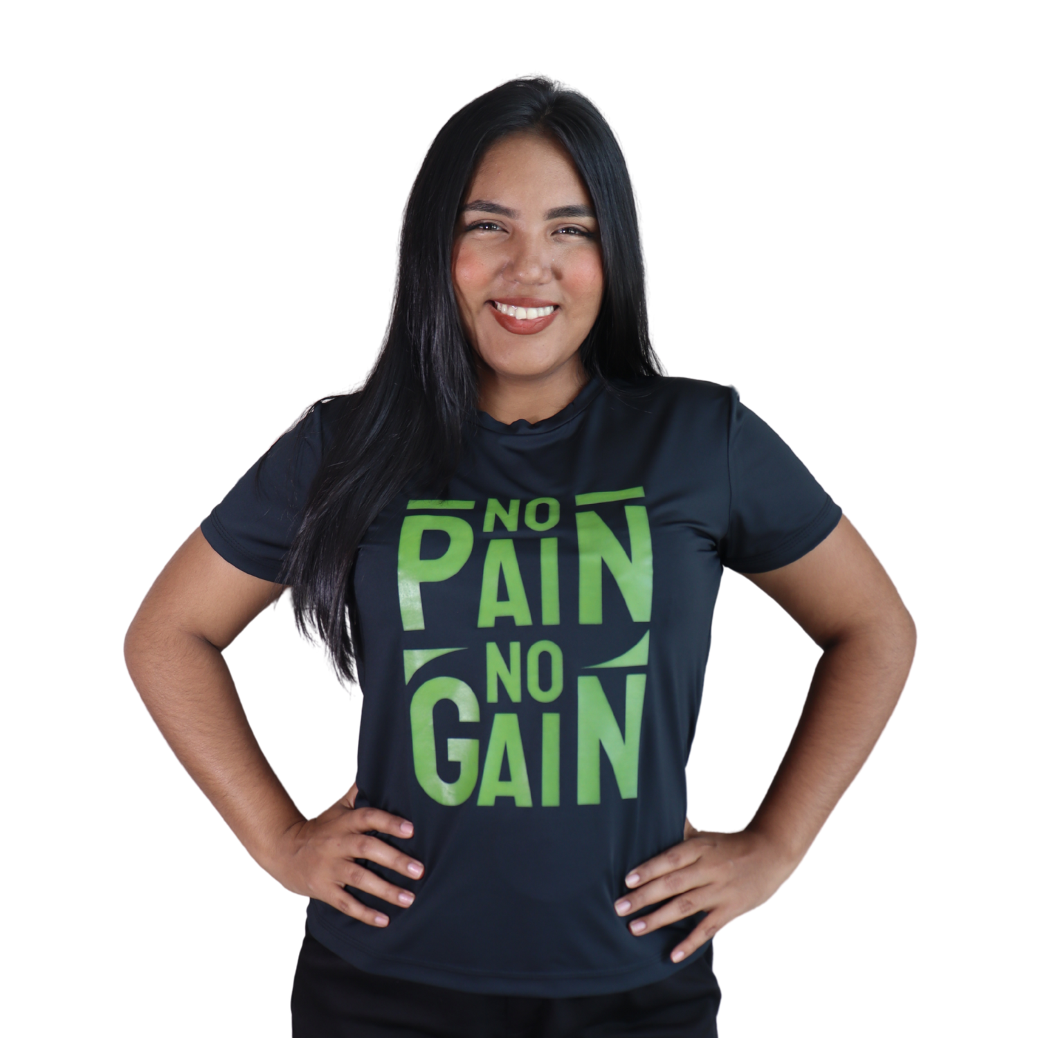 Camiseta feminina No pain no gain dry plus preto Camiseta feminina No pain no gain dry plus preto - Imagem 1