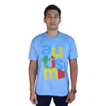 Camiseta masculina Autismo malha PV azul celeste