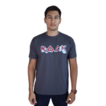Camiseta masculina Rock algodão menegotti cinza chumbo